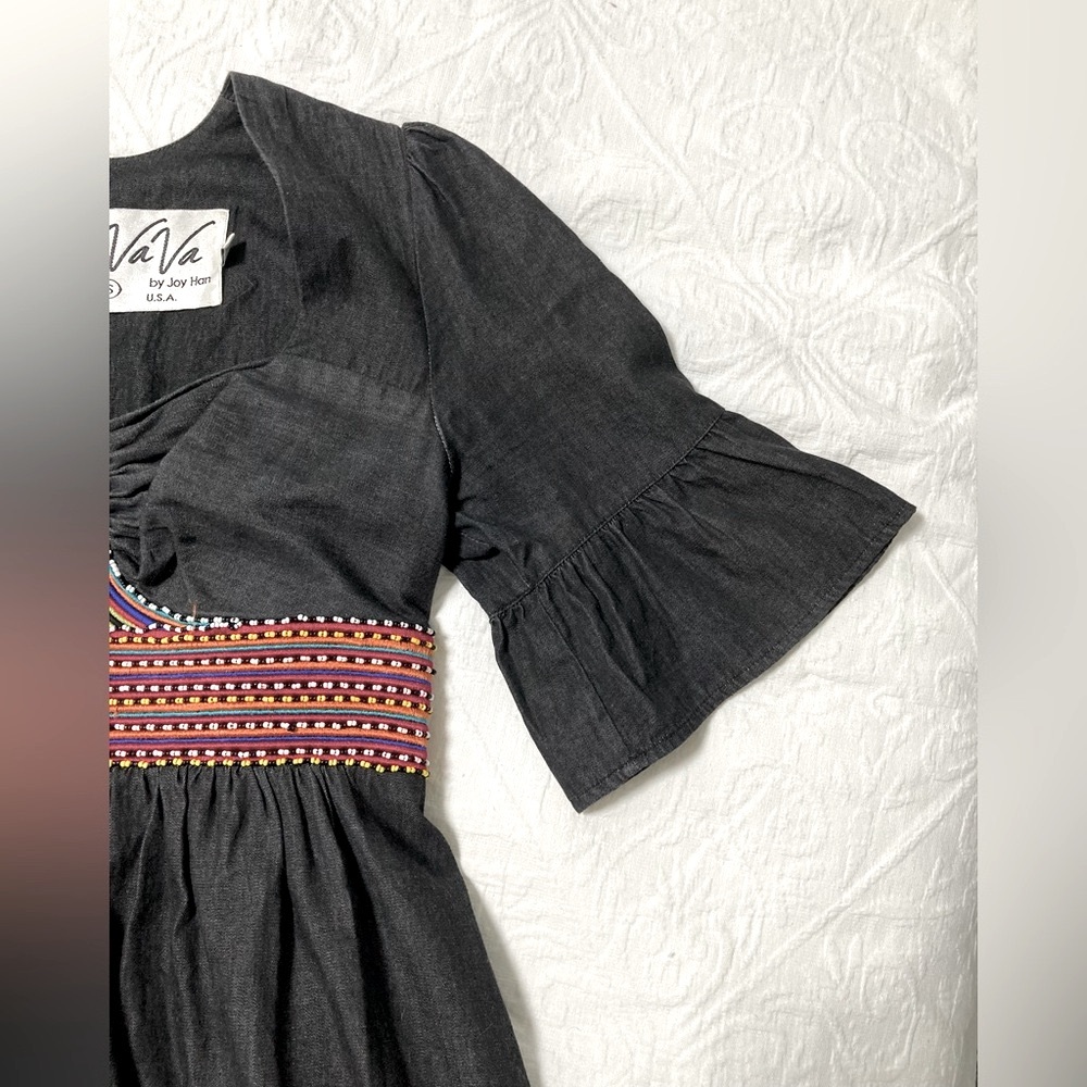 Vava by Joy Han Black Flutter Sleeve Beaded Dress- - Size Small - Picture 10 of 12